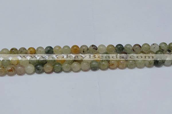 CRU902 15.5 inches 8mm round green rutilated quartz beads wholesale