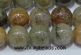 CRU904 15.5 inches 12mm round green rutilated quartz beads wholesale