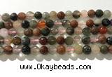 CRU912 15.5 inches 8mm faceted round mixed rutilated quartz beads