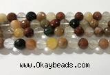 CRU914 15.5 inches 11mm faceted round mixed rutilated quartz beads