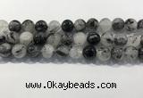 CRU932 15.5 inches 14mm round black rutilated quartz beads wholesale