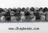 CRU933 15.5 inches 16mm round black rutilated quartz beads wholesale