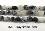 CRU940 12*18mm - 18*25mm faceted nuggets black rutilated quartz beads