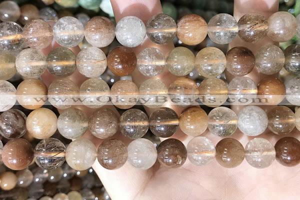 CRU946 15.5 inches 10mm round mixed rutilated quartz beads