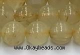 CRU952 15.5 inches 8mm round golden rutilated quartz beads