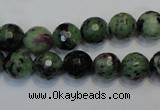 CRZ107 15.5 inches 10mm faceted round ruby zoisite gemstone beads