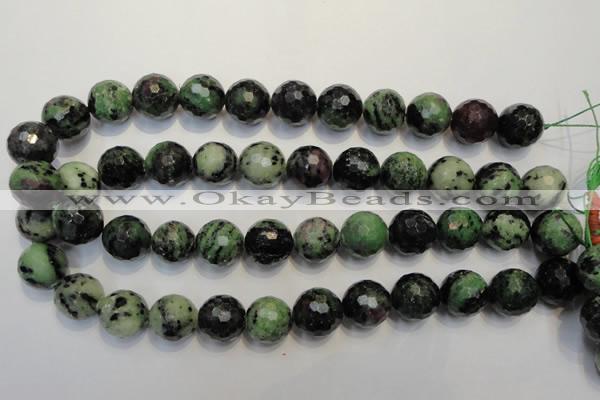 CRZ110 15.5 inches 16mm faceted round ruby zoisite gemstone beads