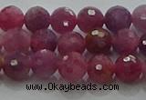 CRZ1121 15.5 inches 5mm faceted round natural ruby gemstone beads