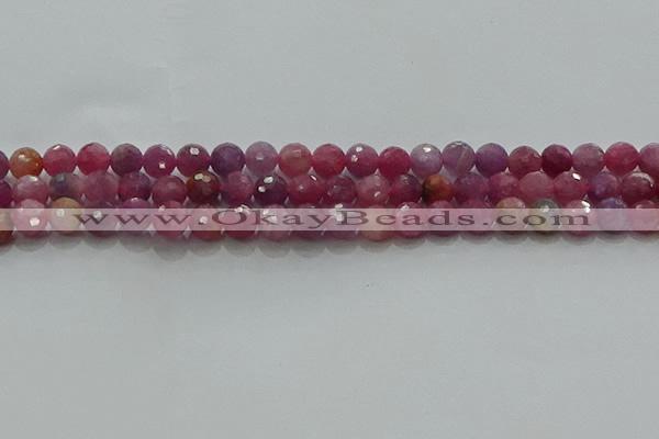 CRZ1122 15.5 inches 6mm faceted round natural ruby gemstone beads