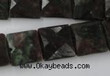 CRZ235 15.5 inches 15*15mm faceted square ruby zoisite gemstone beads