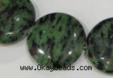 CRZ476 15.5 inches 26mm flat round ruby zoisite gemstone beads