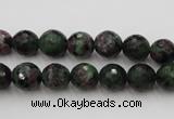 CRZ740 15.5 inches 9mm faceted round ruby zoisite gemstone beads