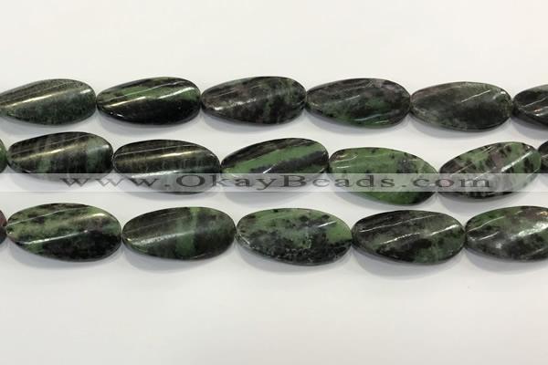 CRZ797 15.5 inches 15*30mm twisted oval ruby zoisite gemstone beads