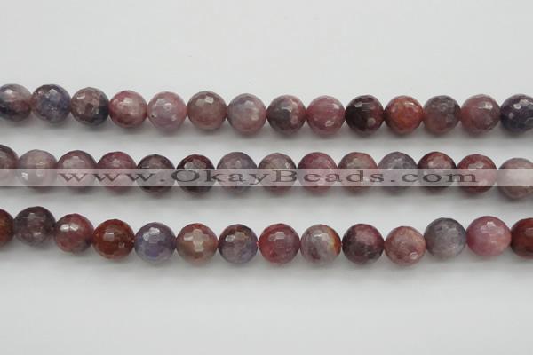 CRZ854 15.5 inches 10mm faceted round natural ruby gemstone beads