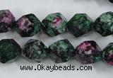 CRZ904 15.5 inches 12mm faceted nuggets Chinese ruby zoisite beads