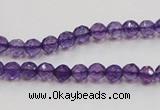 CSA12 15.5 inches 4mm faceted round synthetic amethyst beads