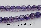 CSA15 15.5 inches 7mm faceted round synthetic amethyst beads