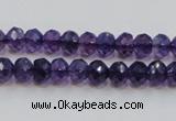 CSA20 15.5 inches 6*8mm faceted rondelle synthetic amethyst beads