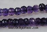 CSA21 15.5 inches 6*10mm faceted rondelle synthetic amethyst beads