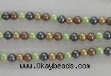 CSB1001 15.5 inches 4mm round mixed color shell pearl beads