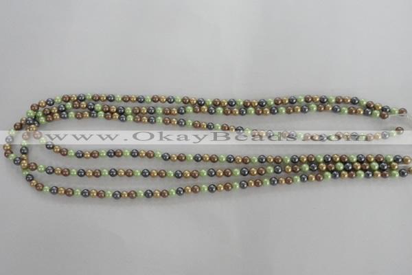 CSB1001 15.5 inches 4mm round mixed color shell pearl beads