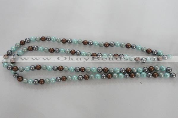 CSB1013 15.5 inches 6mm round mixed color shell pearl beads