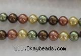 CSB1016 15.5 inches 6mm round mixed color shell pearl beads