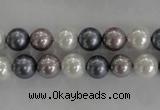 CSB1030 15.5 inches 8mm round mixed color shell pearl beads