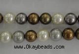 CSB1032 15.5 inches 8mm round mixed color shell pearl beads