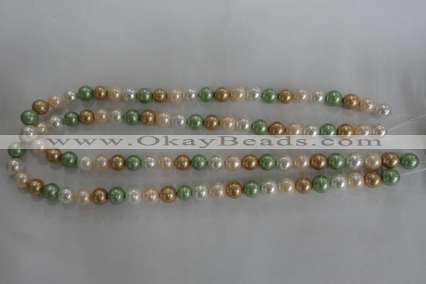 CSB1039 15.5 inches 8mm round mixed color shell pearl beads