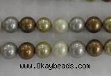 CSB1041 15.5 inches 8mm round mixed color shell pearl beads