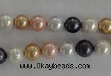 CSB1042 15.5 inches 8mm round mixed color shell pearl beads