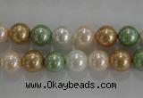 CSB1043 15.5 inches 8mm round mixed color shell pearl beads