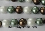 CSB1053 15.5 inches 10mm round mixed color shell pearl beads