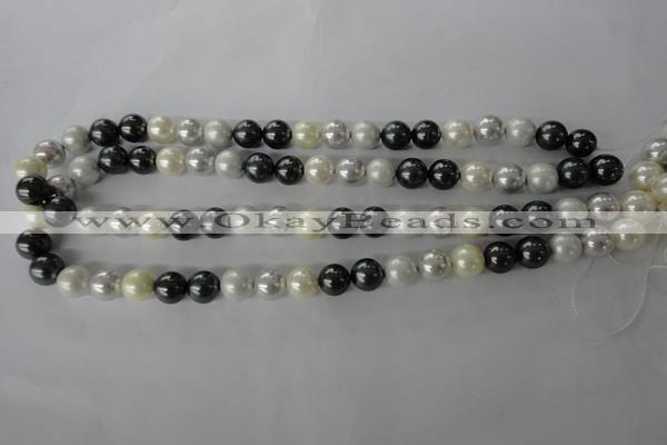 CSB1056 15.5 inches 10mm round mixed color shell pearl beads