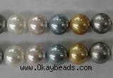 CSB1058 15.5 inches 10mm round mixed color shell pearl beads