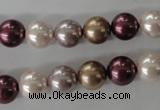 CSB1059 15.5 inches 10mm round mixed color shell pearl beads