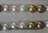 CSB1064 15.5 inches 10mm round mixed color shell pearl beads