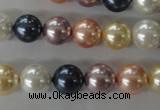 CSB1067 15.5 inches 10mm round mixed color shell pearl beads