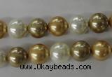 CSB1068 15.5 inches 10mm round mixed color shell pearl beads