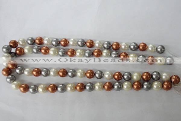 CSB1073 15.5 inches 10mm round mixed color shell pearl beads