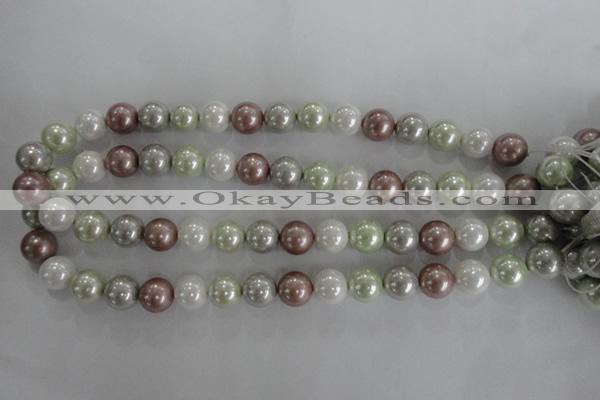 CSB1080 15.5 inches 12mm round mixed color shell pearl beads