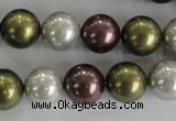 CSB1081 15.5 inches 12mm round mixed color shell pearl beads