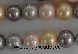 CSB1093 15.5 inches 12mm round mixed color shell pearl beads