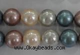 CSB1094 15.5 inches 12mm round mixed color shell pearl beads