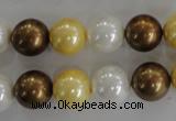 CSB1099 15.5 inches 12mm round mixed color shell pearl beads