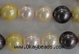 CSB1101 15.5 inches 12mm round mixed color shell pearl beads