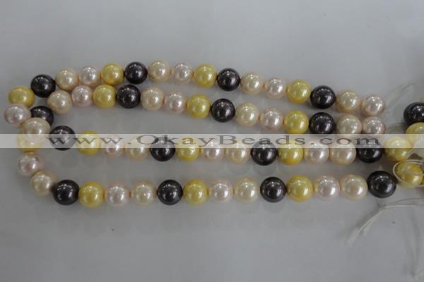 CSB1101 15.5 inches 12mm round mixed color shell pearl beads