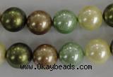 CSB1107 15.5 inches 12mm round mixed color shell pearl beads