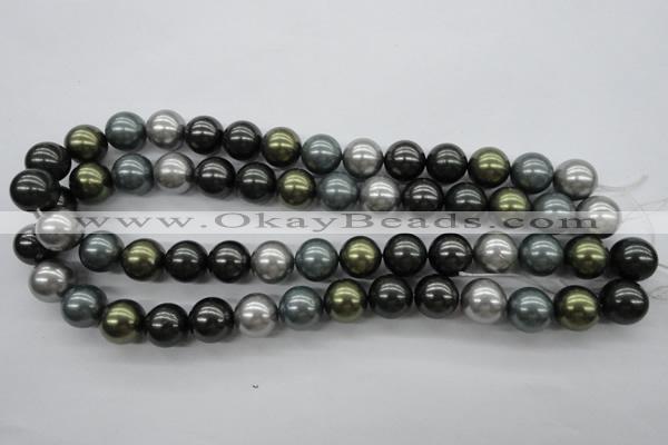 CSB1126 15.5 inches 14mm round mixed color shell pearl beads